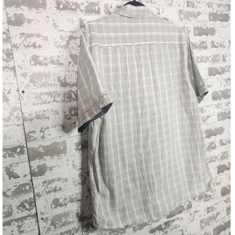 7 Diamonds Button Up Shirt Mens XL White Blue Plaid Short Sleeve Casual Preppy - Picture 10 of 12